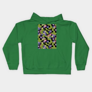 Blueberries On Black Kids Hoodie